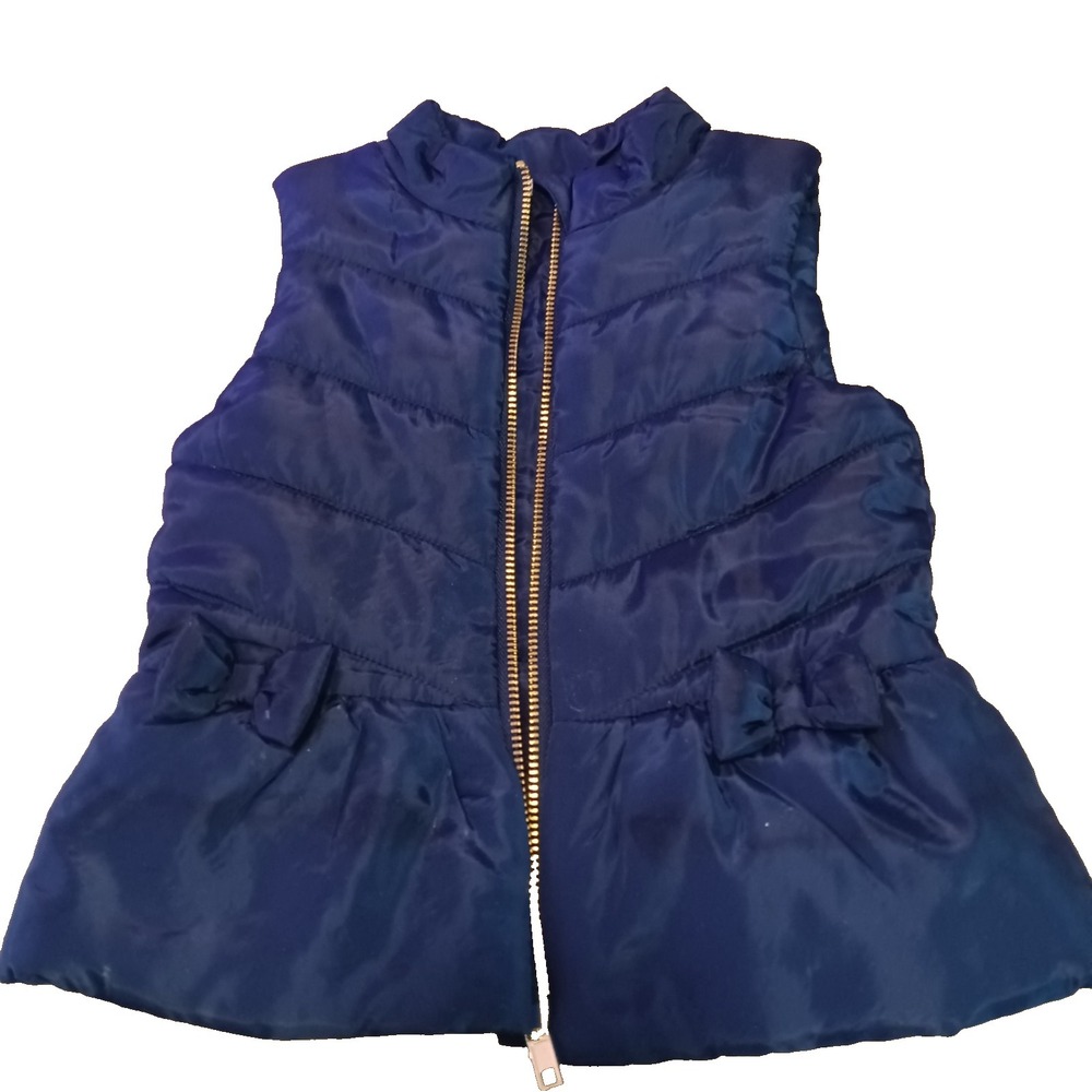 Wonder Nation Toddler Girl's Size 2T Navy Puffer‎ Vest Jacket w bows - 2T
